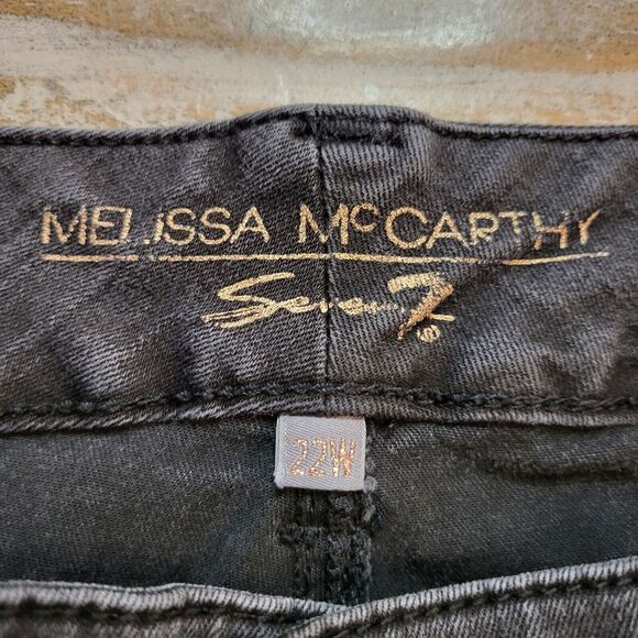 MELISSA MCCARTHY SEVEN 7 Womens 22W Black Skinny Jeans Distressed Fleece Accents - Picture 3 of 11